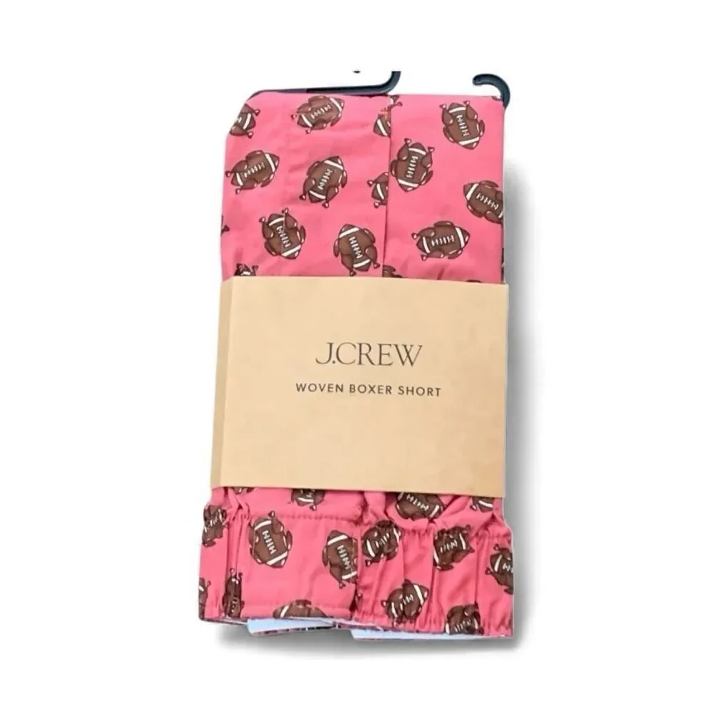 J. Crew Men’s Thanksgiving Football Cotton Poplin Woven Boxer Briefs Large, NWT